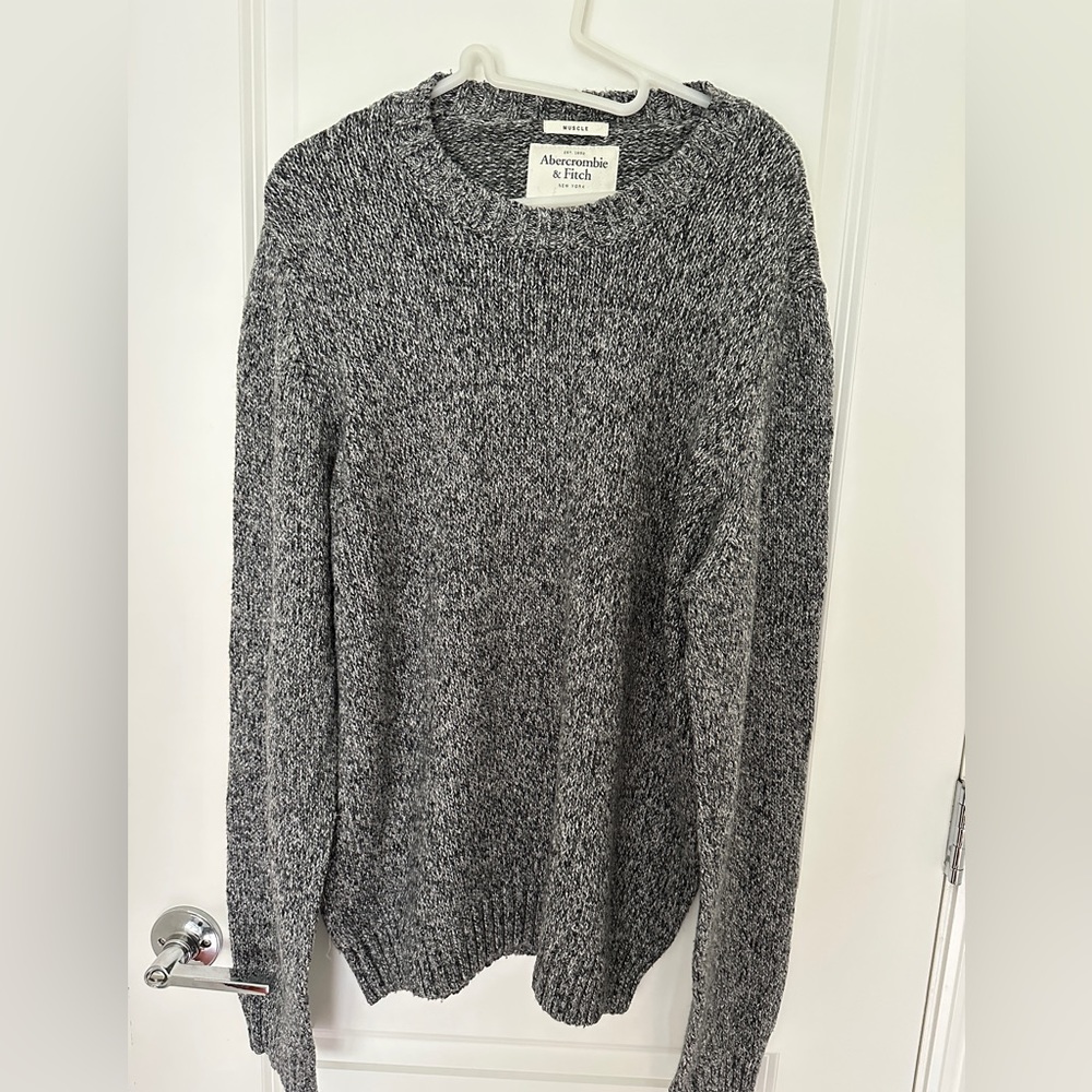 Abercrombie & Fitch Knit Crewneck Sweater Gray sizeXXL